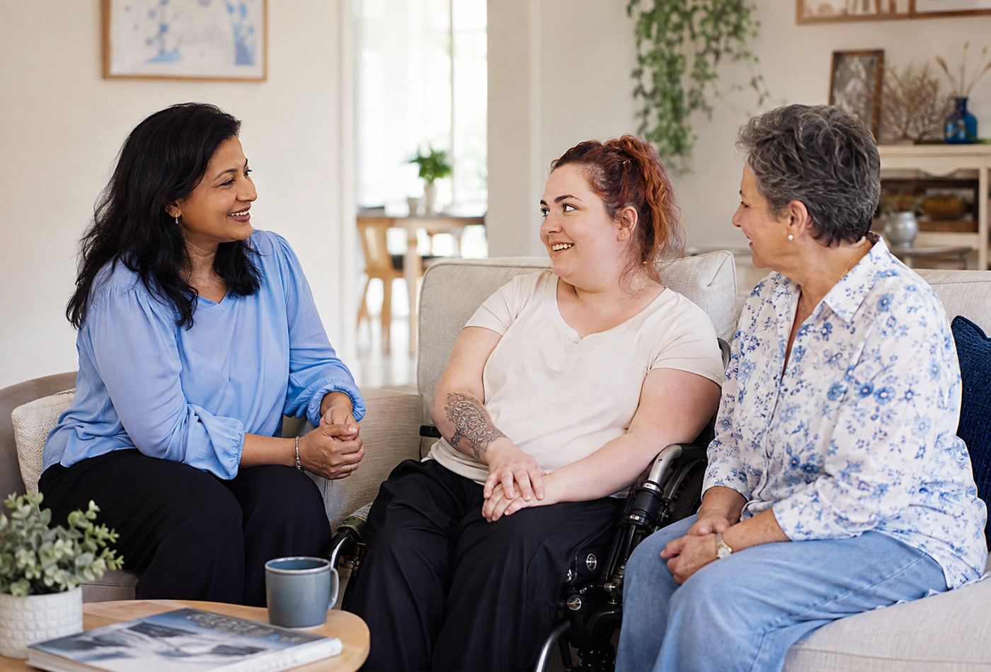 A Blue Lotus Care support planning conversation with an older person and an adult with disability