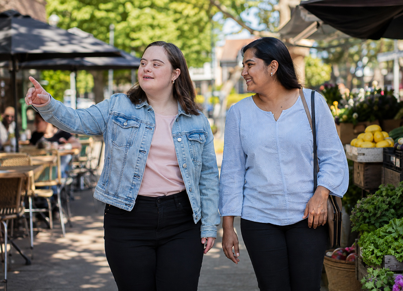 NDIS participant accessing the Melbourne community with a support worker